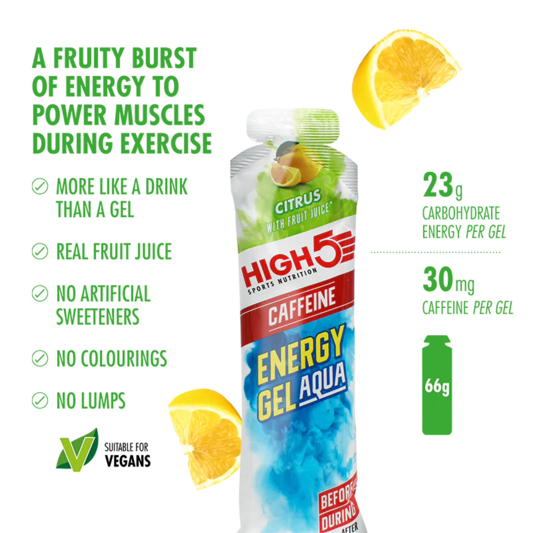High5 Energiegel Aqua Koffein Citrus (20 x 66g)