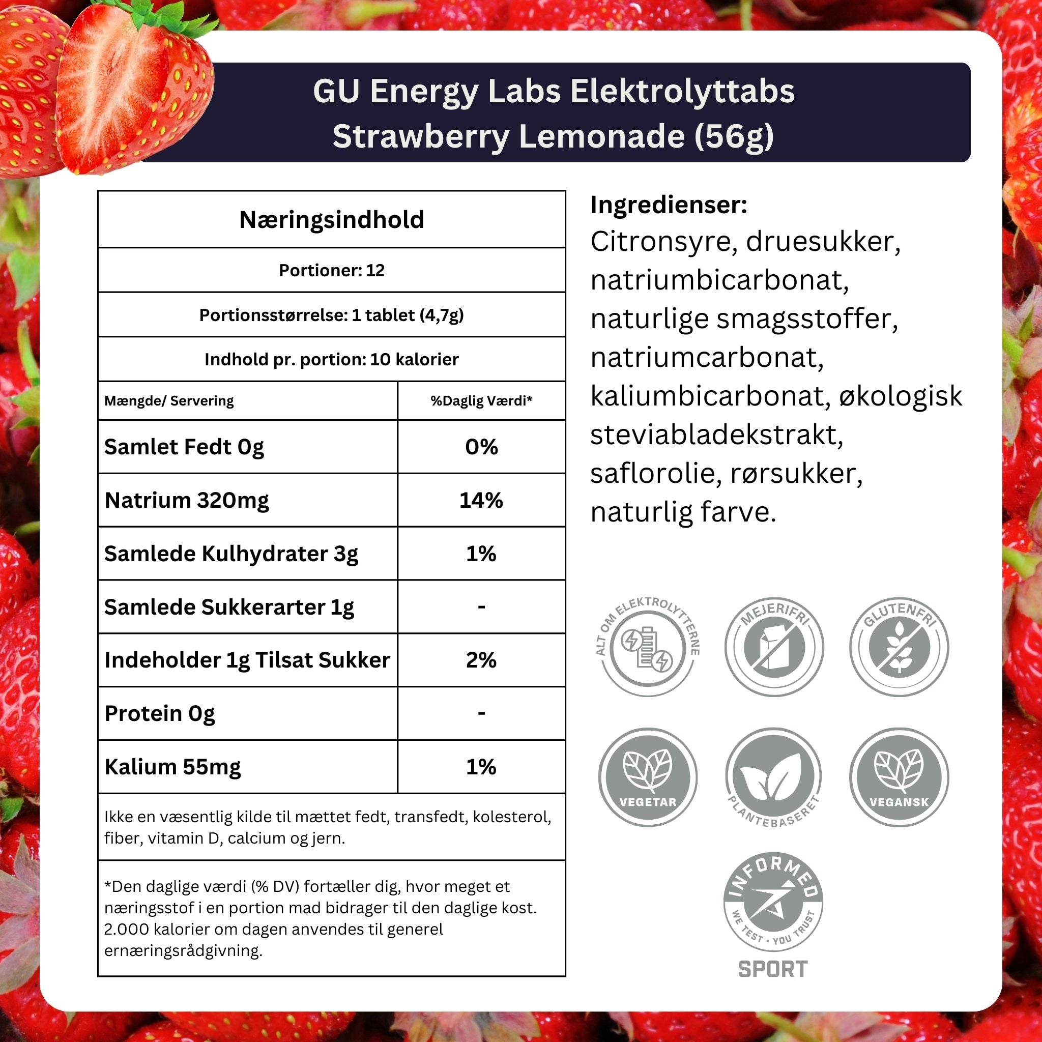 GU Energy Labs Elektrolyt-Tabletten Strawberry Lemonade 56g.