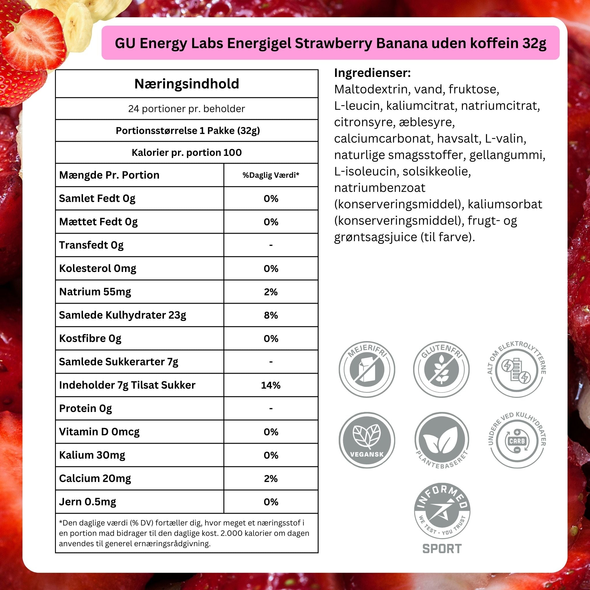 GU Energy Energiegel Erdbeere Banane (24 x 32g)