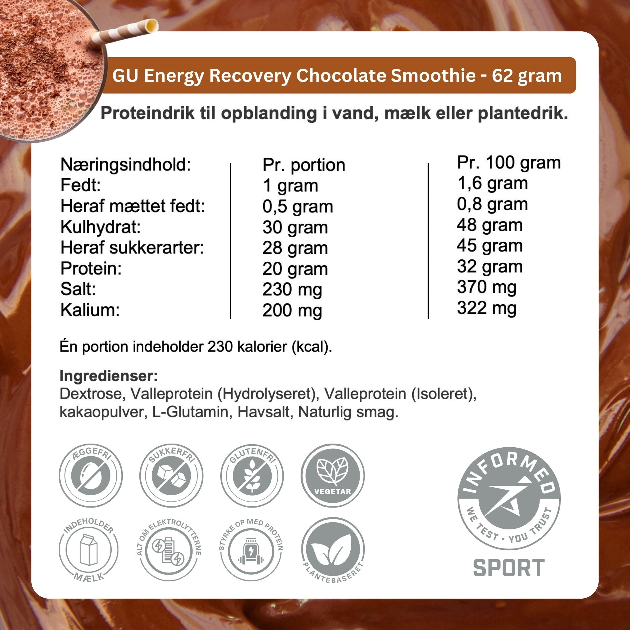 GU Energy Protein-Drink Roctane Recovery Chocolate Smoothie (65g)
