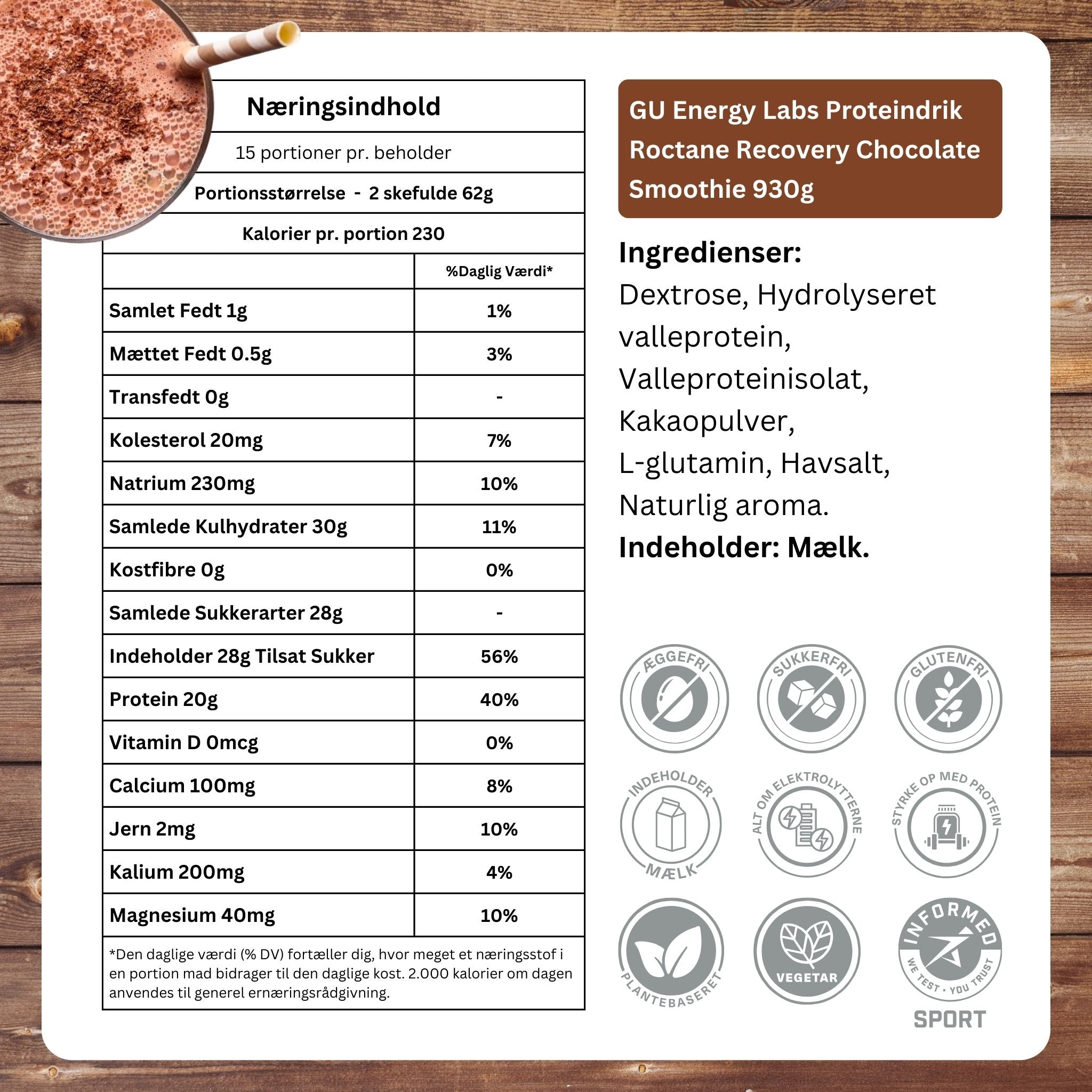 GU Energy Proteingetränk Roctane Recovery Chocolate Smoothie (930g)
