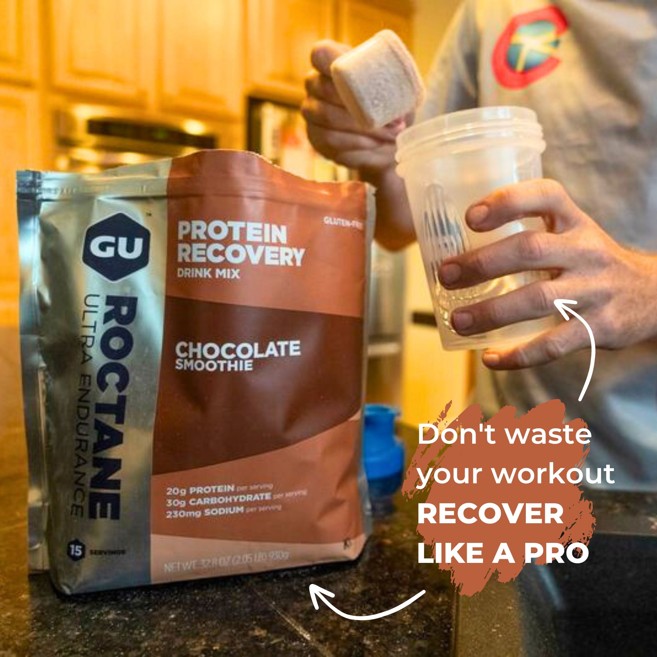 GU Energy Proteingetränk Roctane Recovery Chocolate Smoothie (10 x 65g) MHD WARE