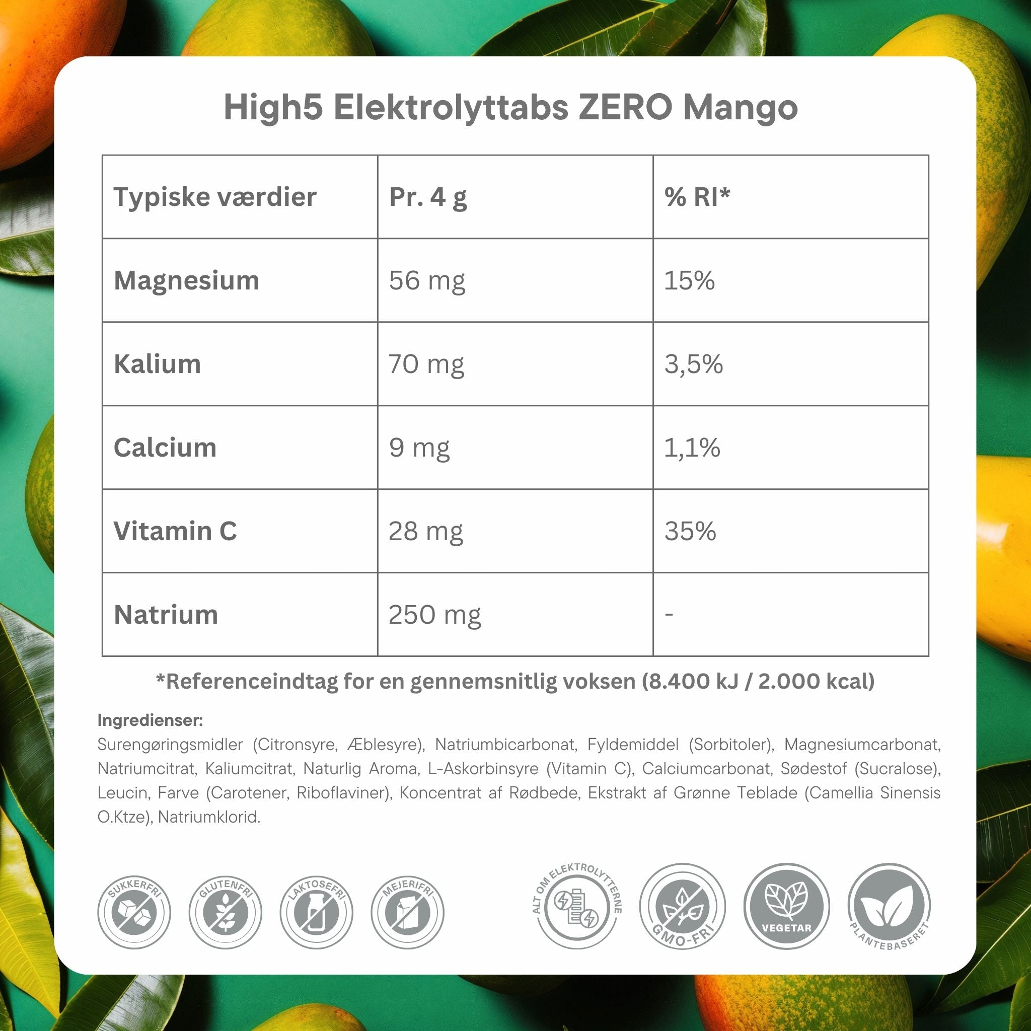 High5 Elektrolyt-Tabletten ZERO Mango (20 Tabletten) MHD-Ware