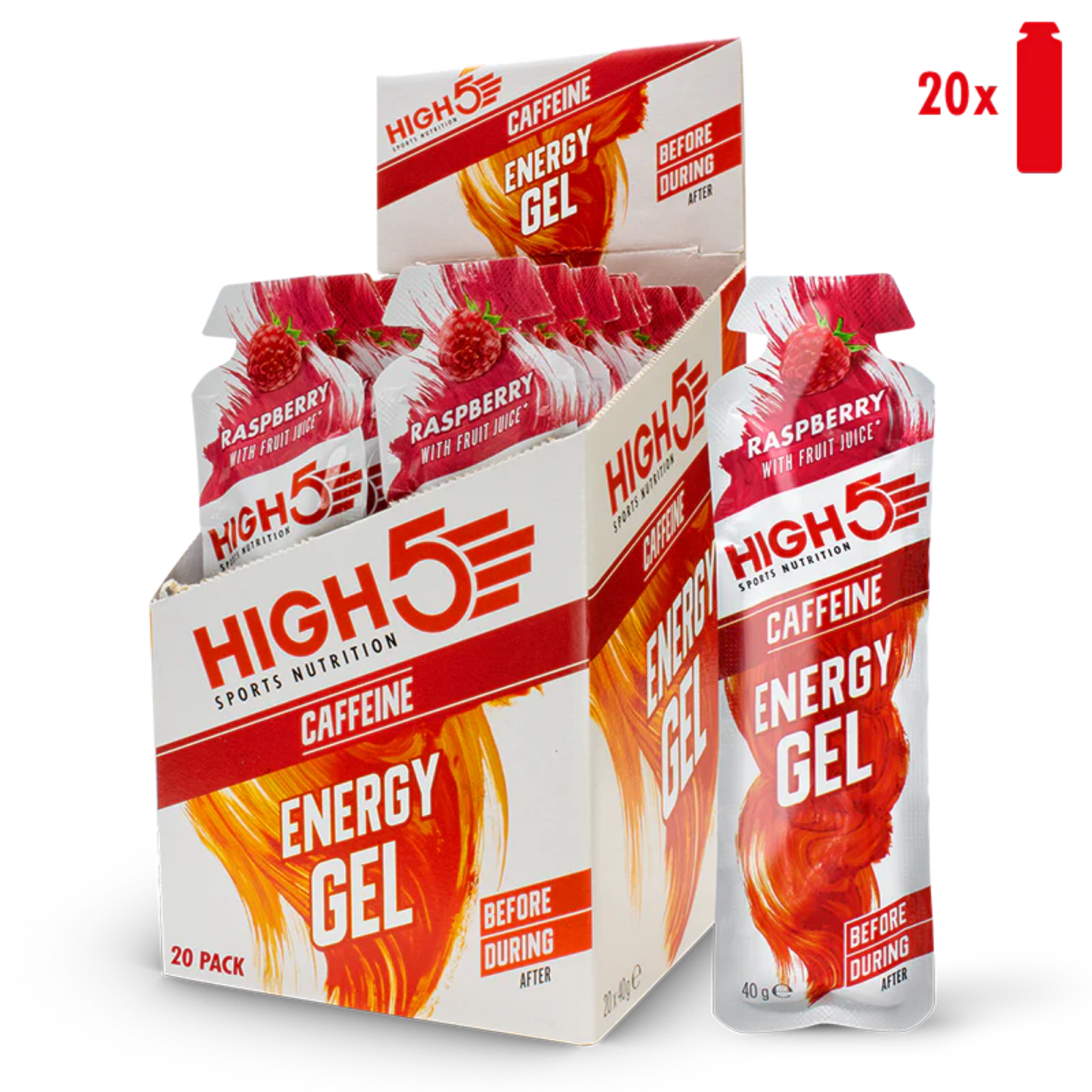 High5 Energiegel Koffein Himbeere (20x40g)