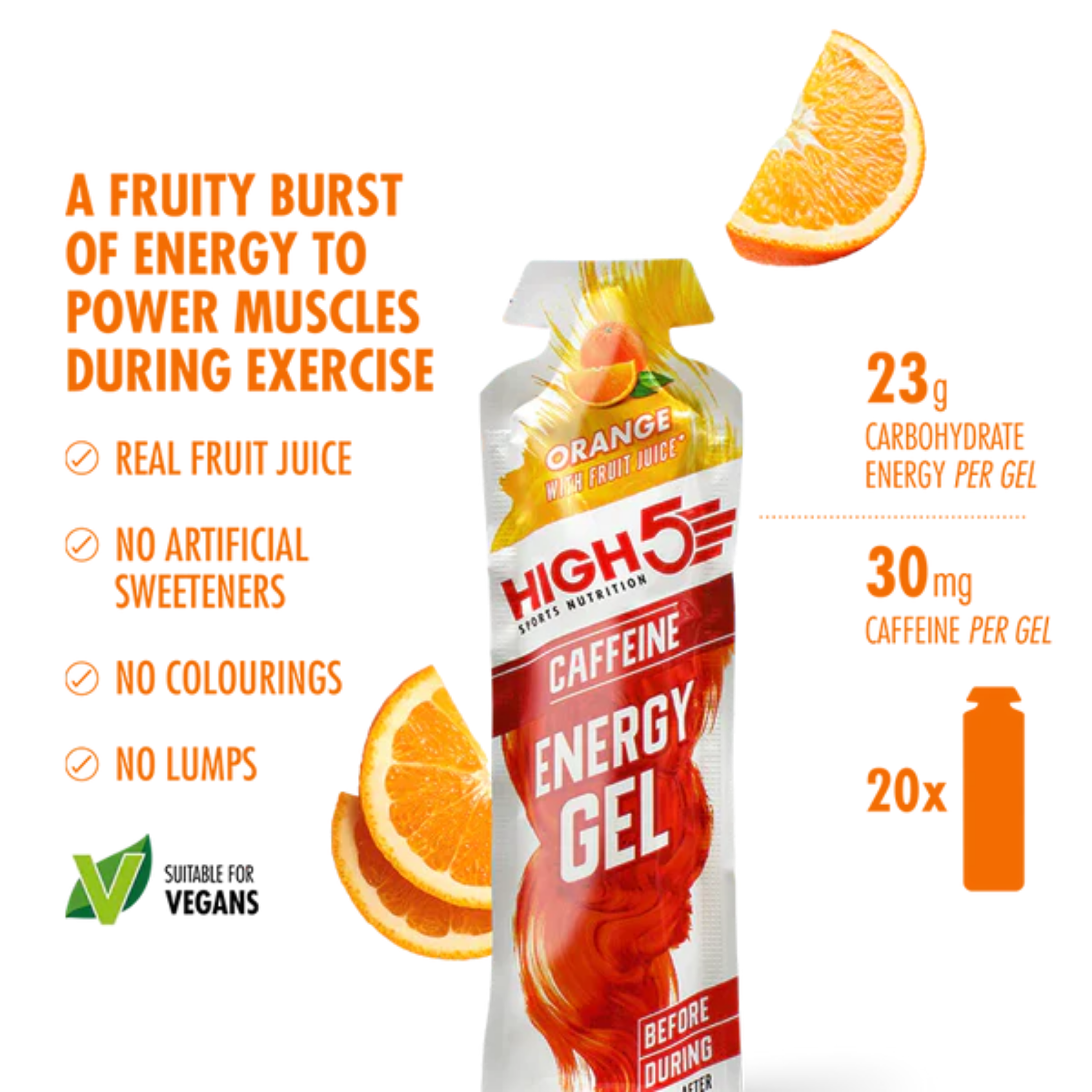 High5 Energy Gel Caffeine Orange (20x40g)