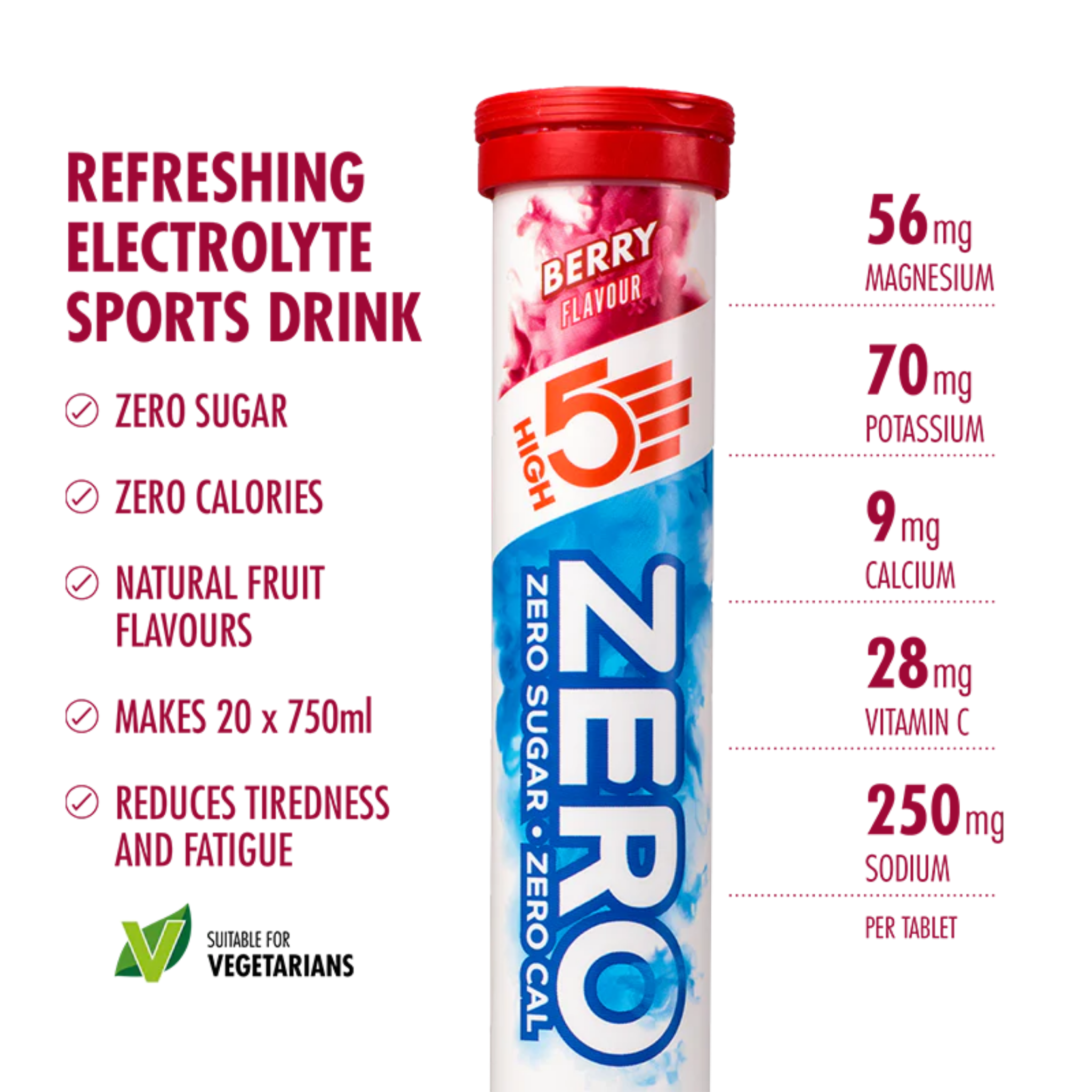 High5 Elektrolyt-Tabletten ZERO Berry (20 Tabletten)