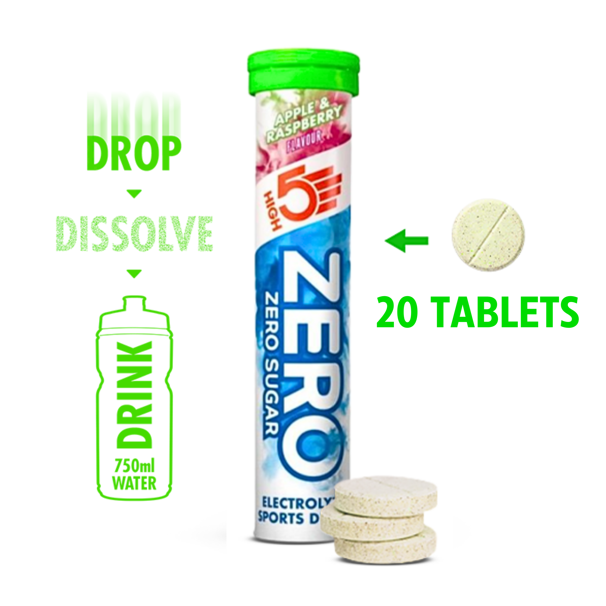 High5 Elektrolyt-Tabletten ZERO Apfel & Himbeere (20 Tabletten)