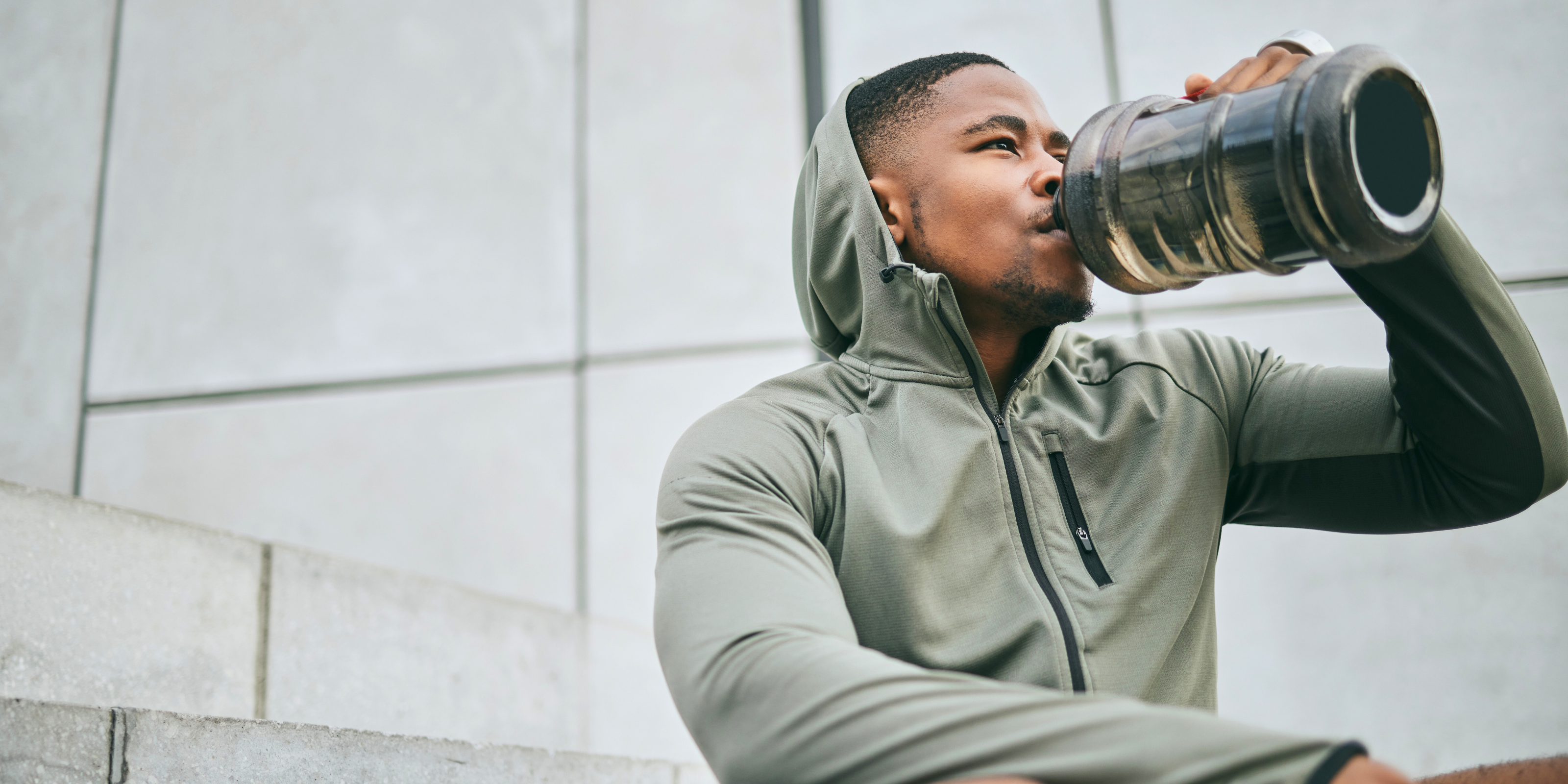 Man Drinking Protein Shake - Water - African