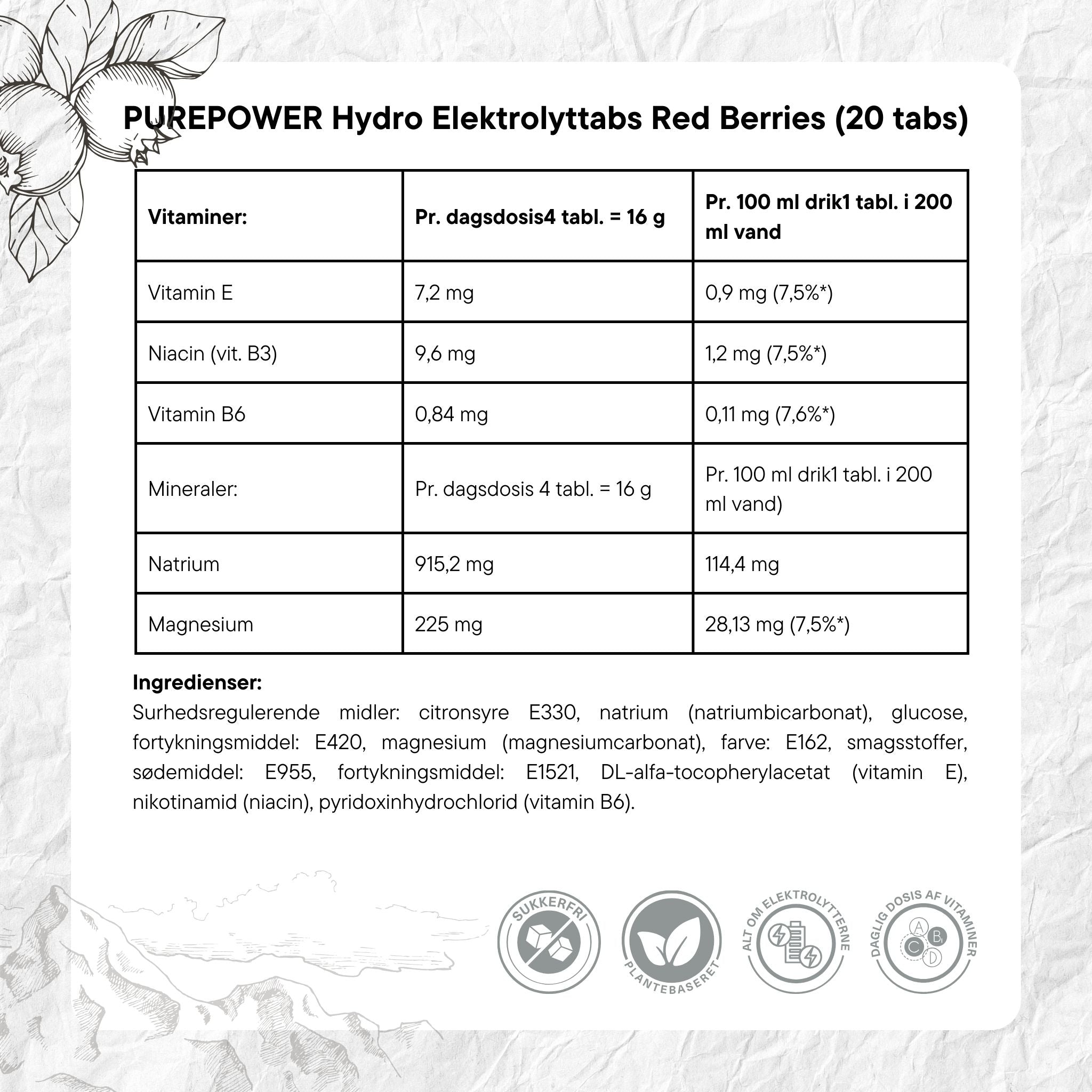 PurePower Elektrolyt-Tabletten Rote Beeren (20 Stk.)
