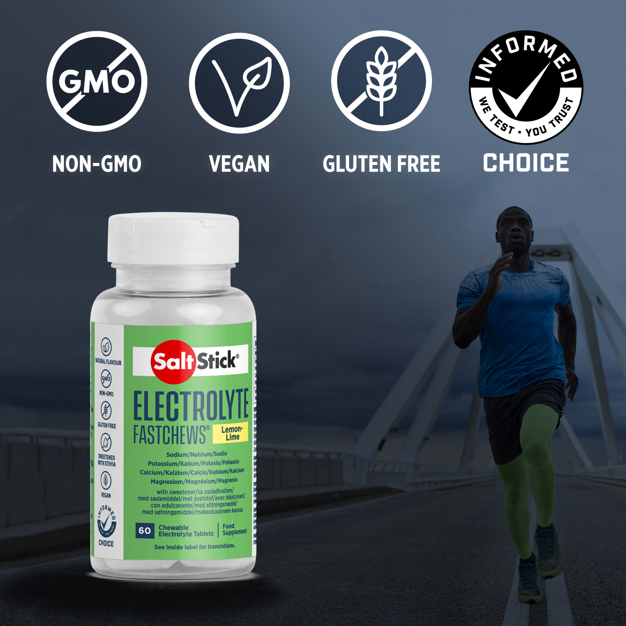 SaltStick Elektrolyt Fastchews Lemon-Lime (60 Kautabletten)
