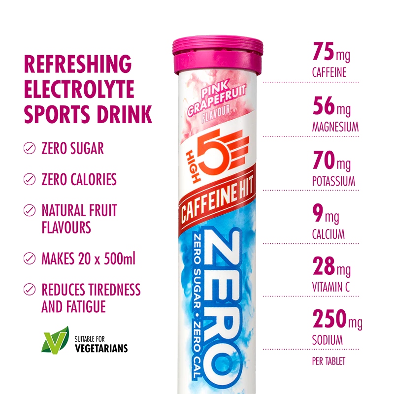 High5 Elektrolyttabletten ZERO Pink Grapefruit Caffeine Hit (20 Tabletten) MHD-WARE