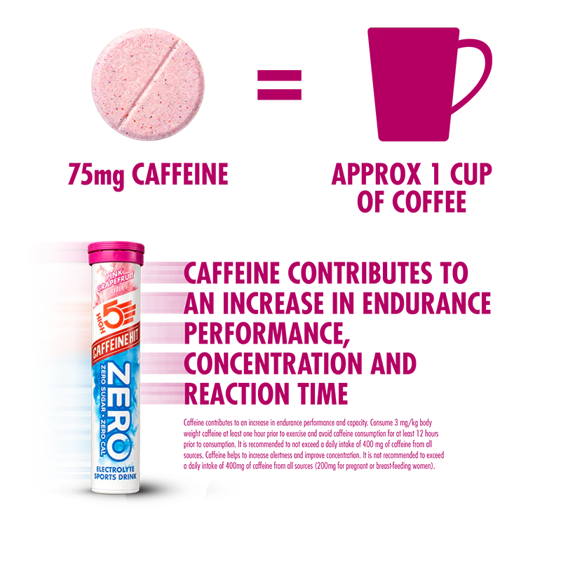 High5 Elektrolyttabletten ZERO Pink Grapefruit Caffeine Hit (20 Tabletten) MHD-WARE