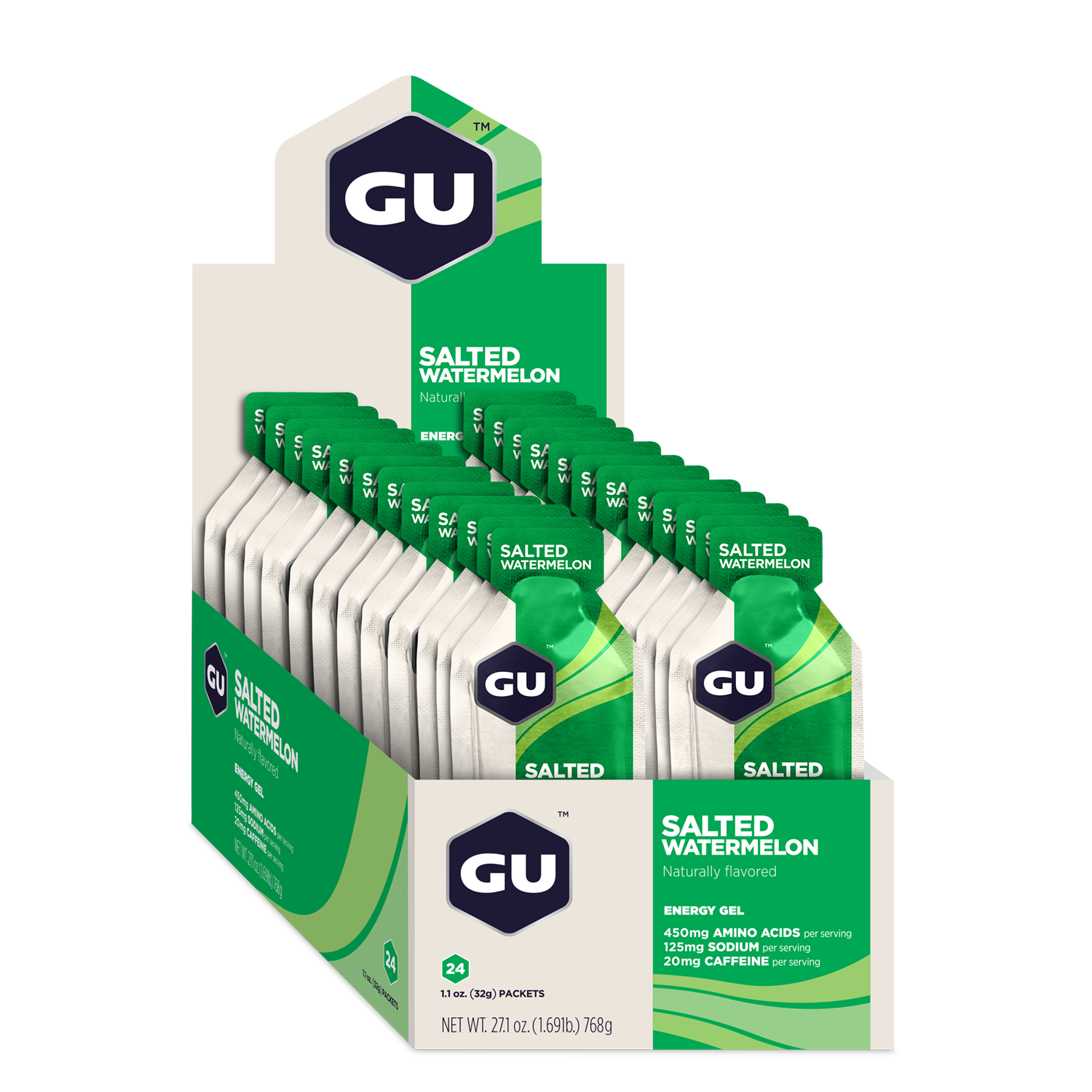 GU Energy Energy Gel Salted Watermelon mit Koffein (24 x 32g)