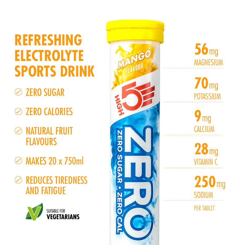 High5 Elektrolyt-Tabletten ZERO Mango (8x20 Tabletten) MHD-Ware