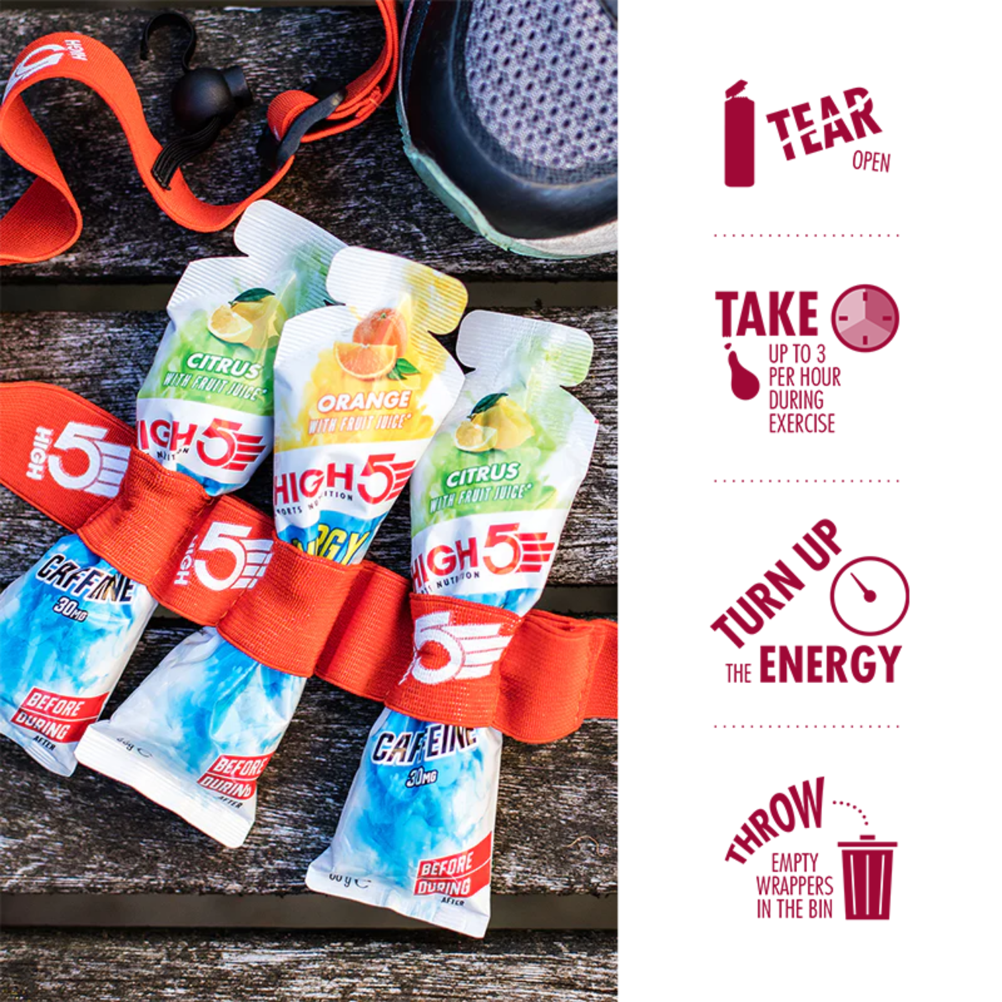 High5 Energie-Gel Aqua Caffeine Citrus 66 g