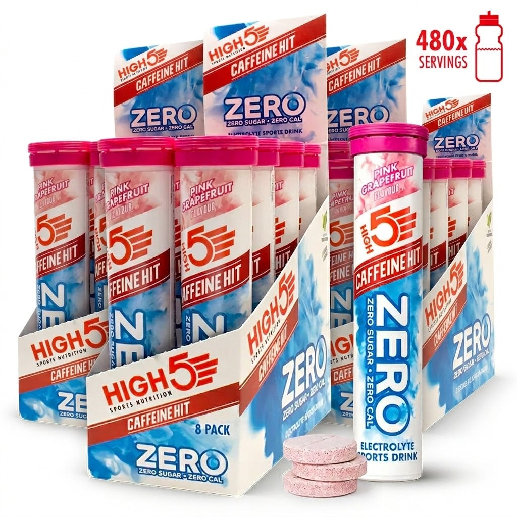 High5 Electrolyte Tablets ZERO Pink Grapefruit Caff 10x 8ER-PACK = insgesamt 80 RÖHRCHEN MHD-Ware Karton