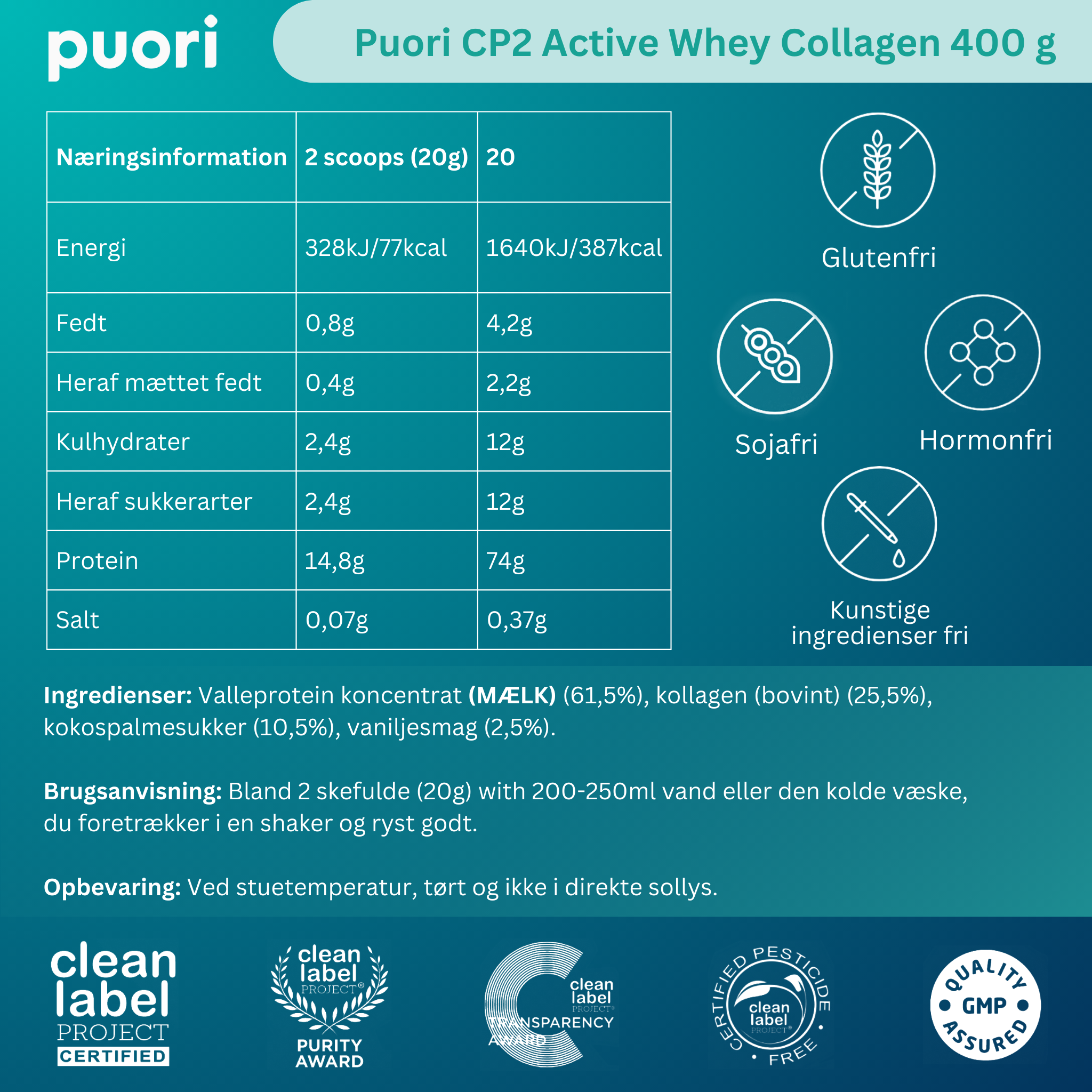 Puori CP2 Active Whey Kollagen (400g)