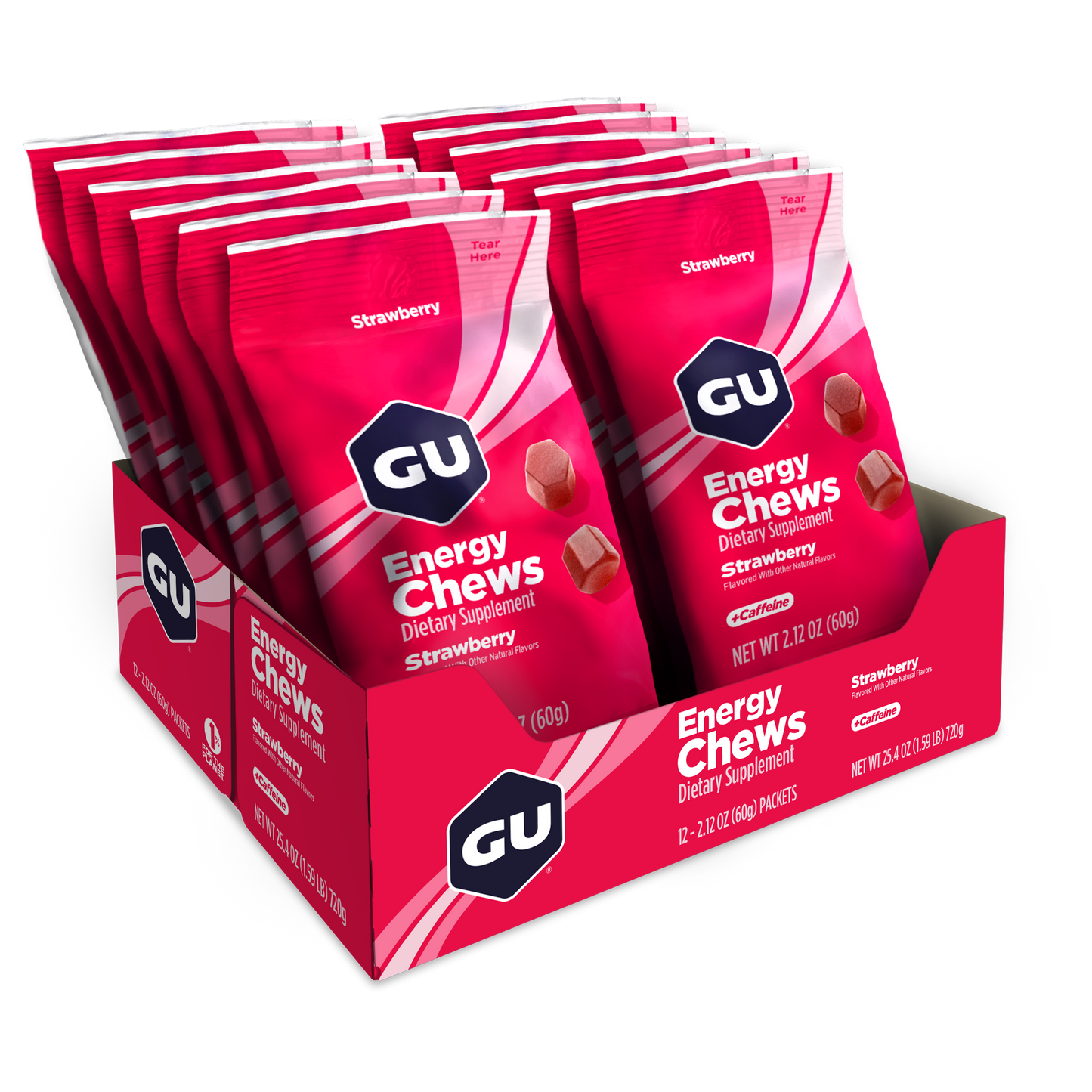 GU Energy Chews Strawberry mit Koffein (12 x 60g)