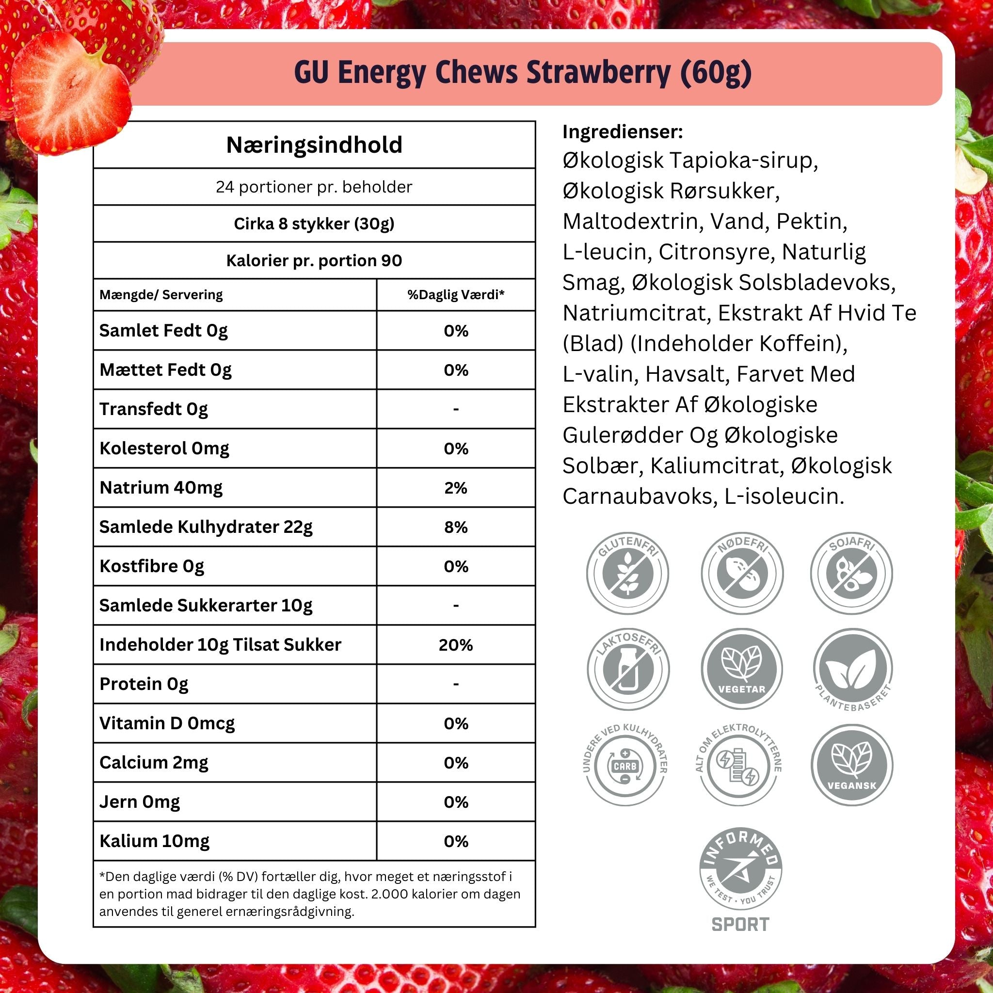 GU Energy Chews Strawberry mit Koffein (12 x 60g)