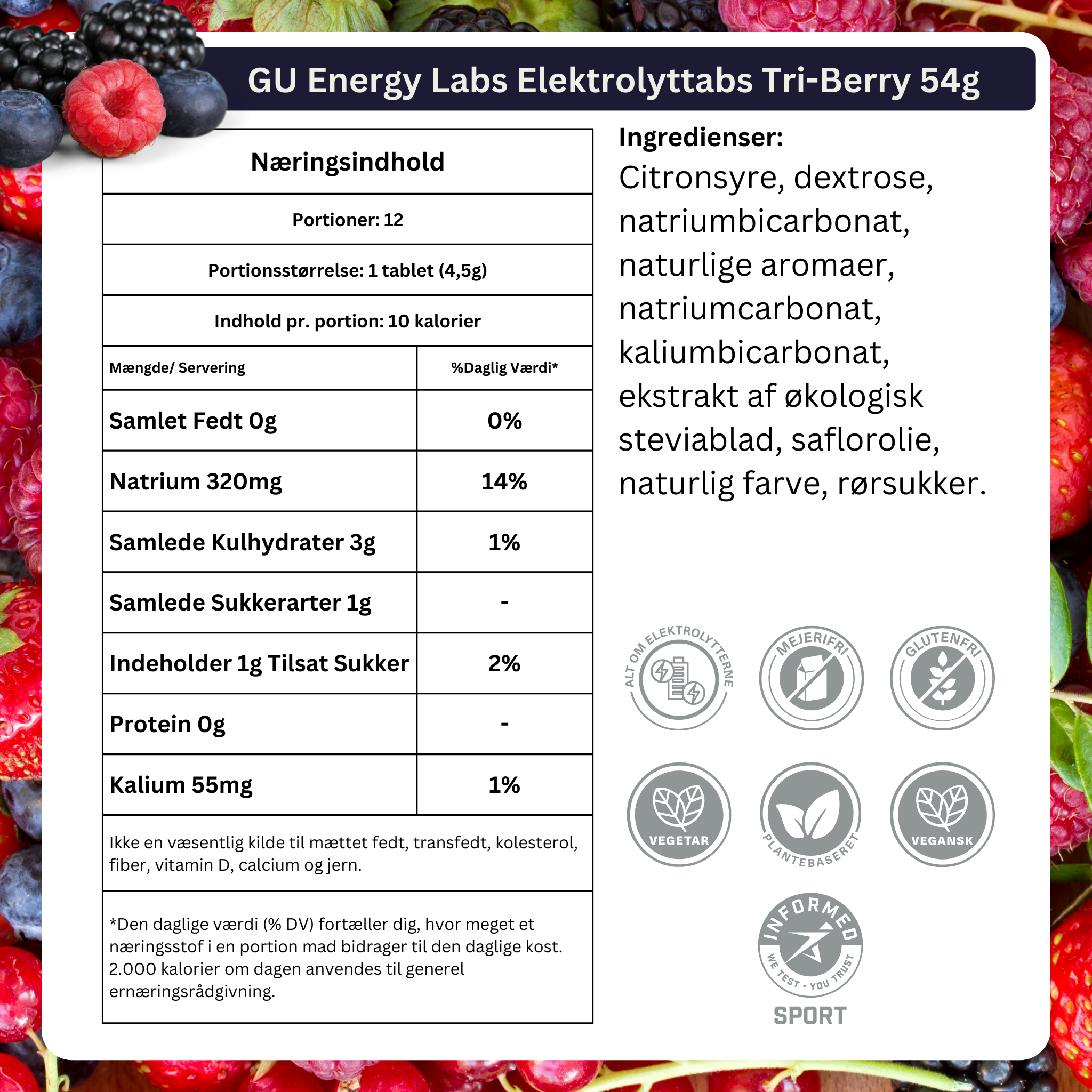 GU Energy Electrolyte Tabs Tri-Berry (8x56g) MHD-Ware
