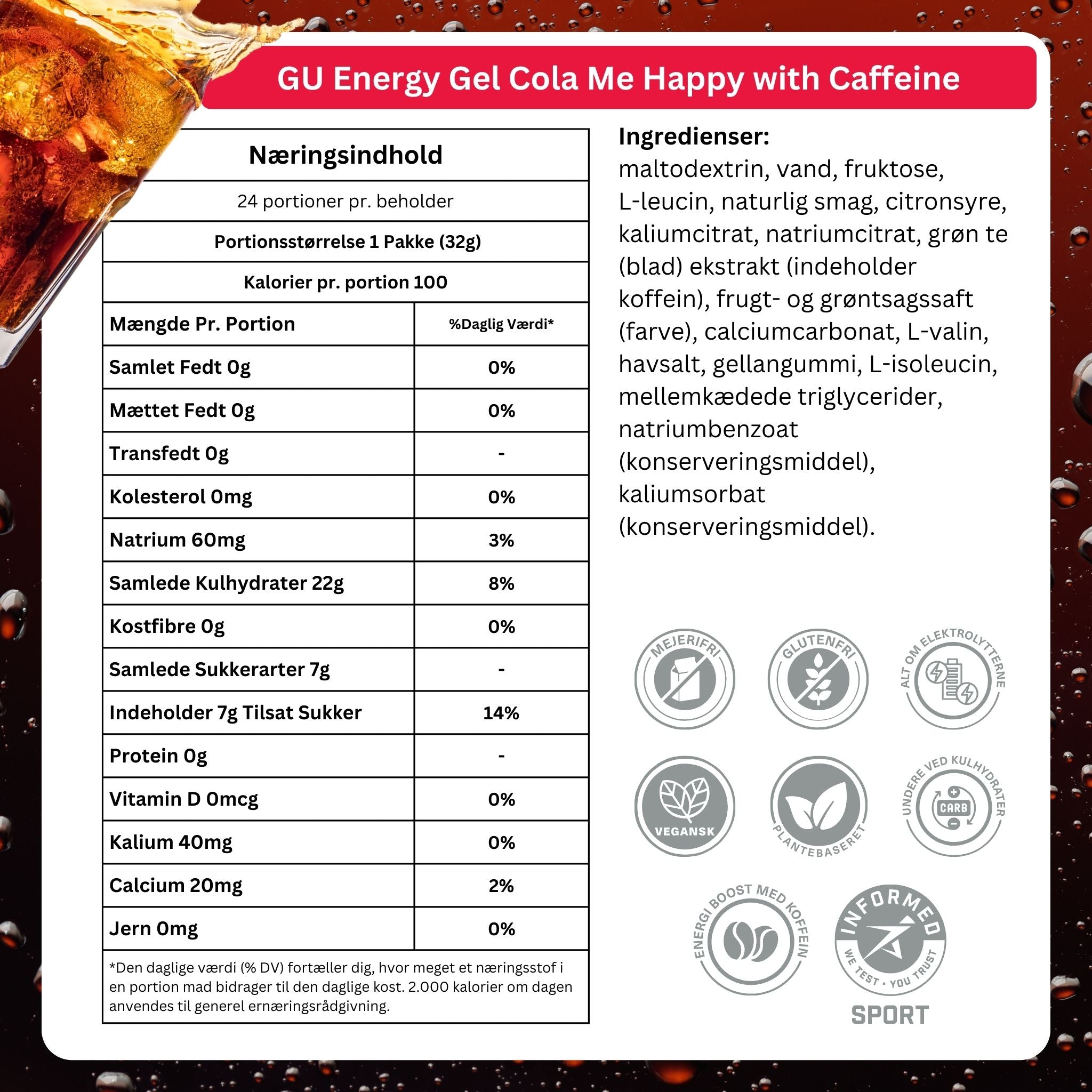 GU Energy Energygel Cola Me Happy mit Koffein (24 x 32g) 12 Stk. MASTER