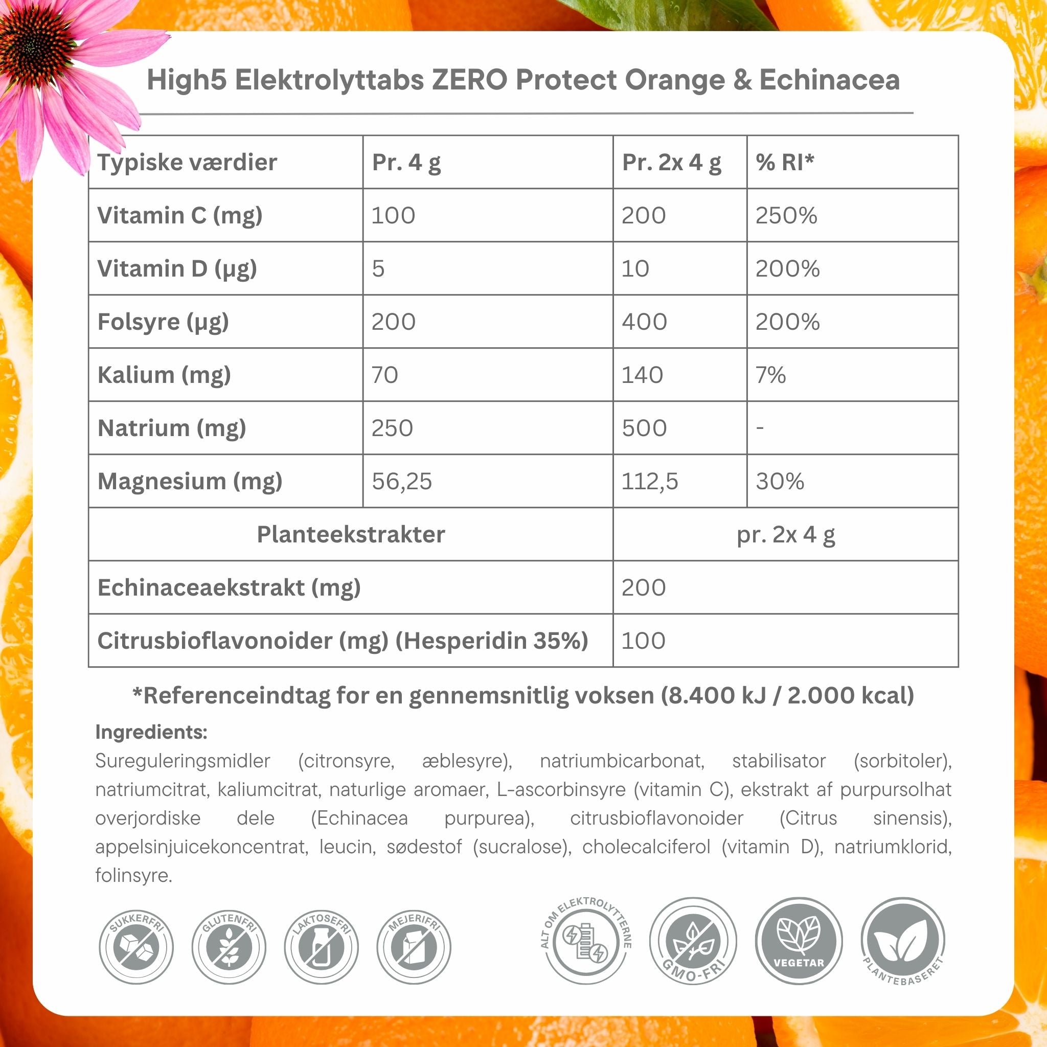 High5 Elektrolyt-Tabletten ZERO Protect Orange & Echinacea 20 Tabletten