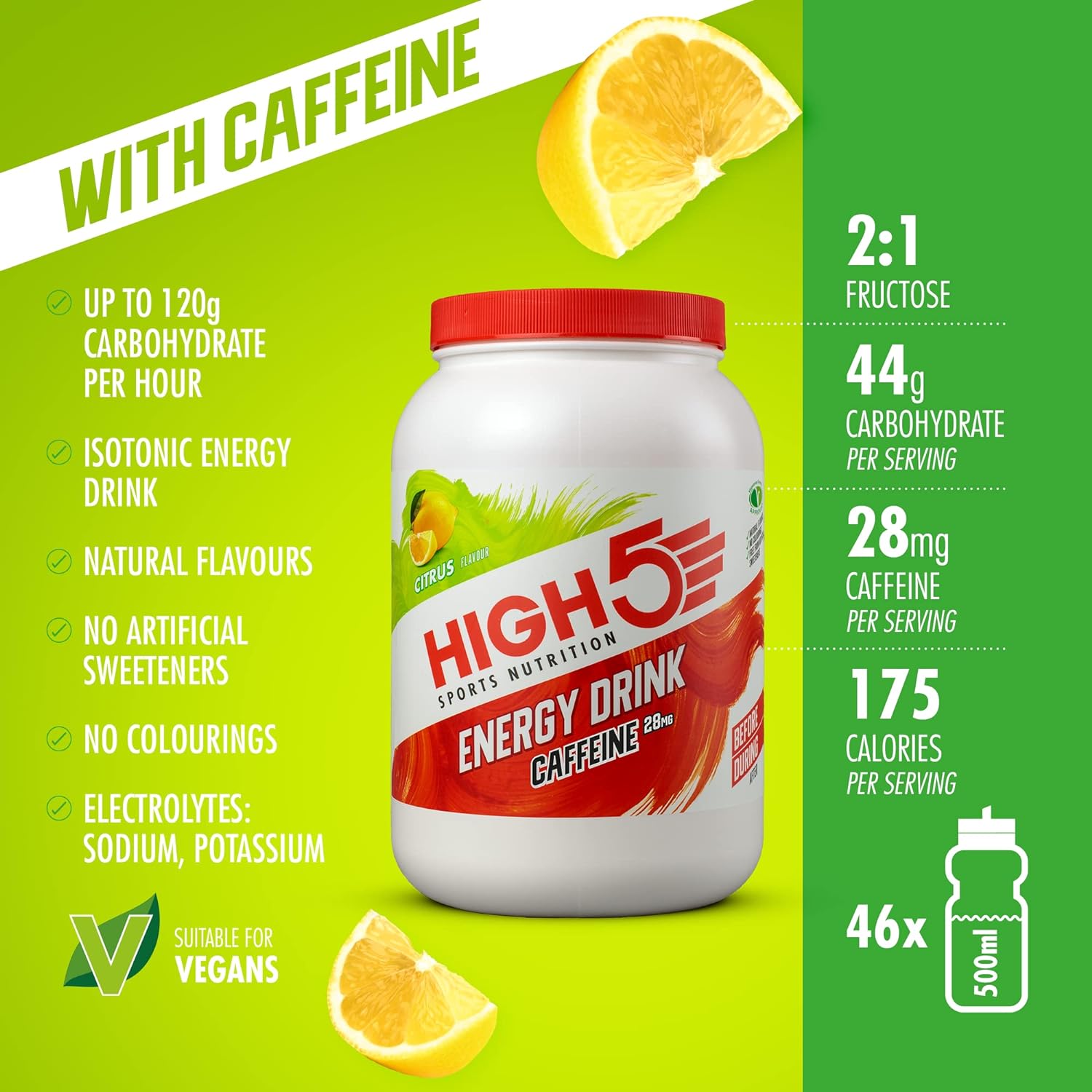 High5 Energy Drink Zitrone mit Koffein (2,2 kg)
