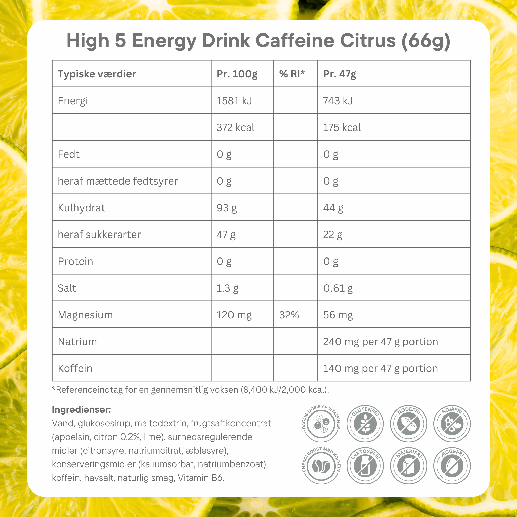 High5 Energie-Gel Aqua Caffeine Citrus 66 g