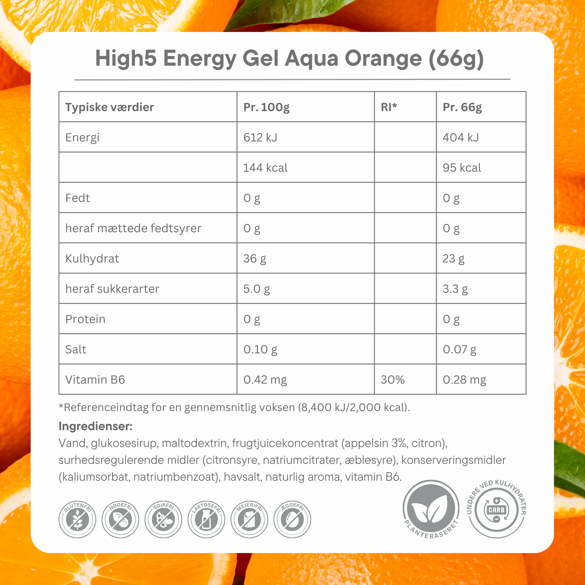 High5 Energiegel Aqua Orange 66 g x 20 Stk. MHD-Ware