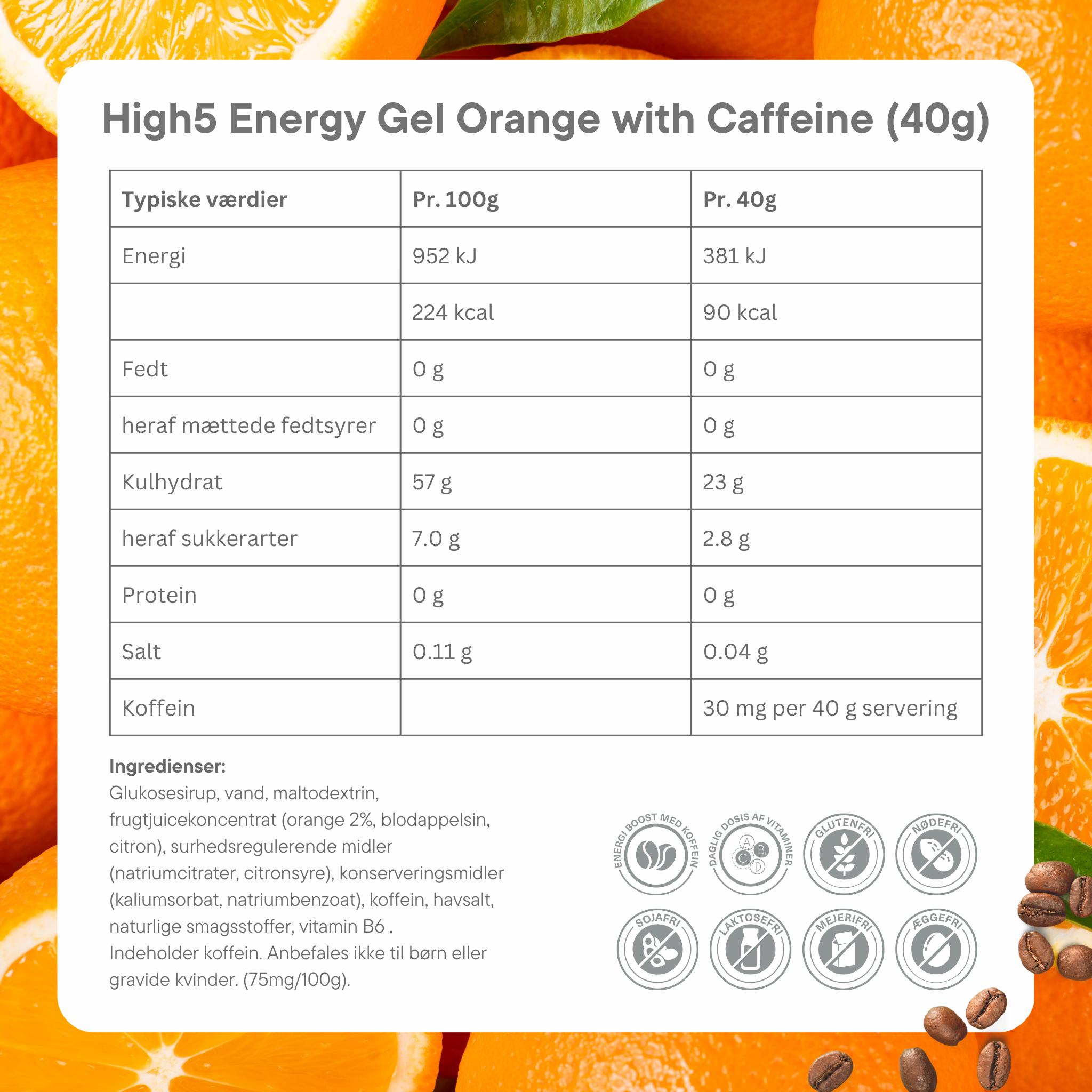 High5 Energy Gel Caffeine Orange (20x40g)