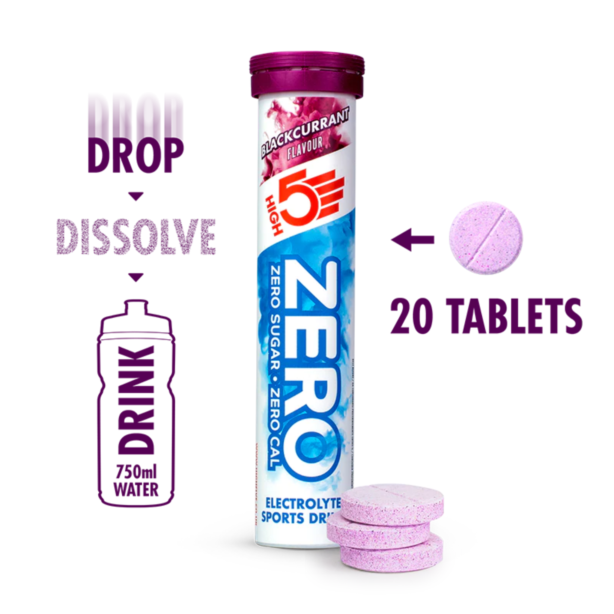 High5 Elektrolyt-Tabletten ZERO Schwarze Johannisbeere (20 Tabletten)