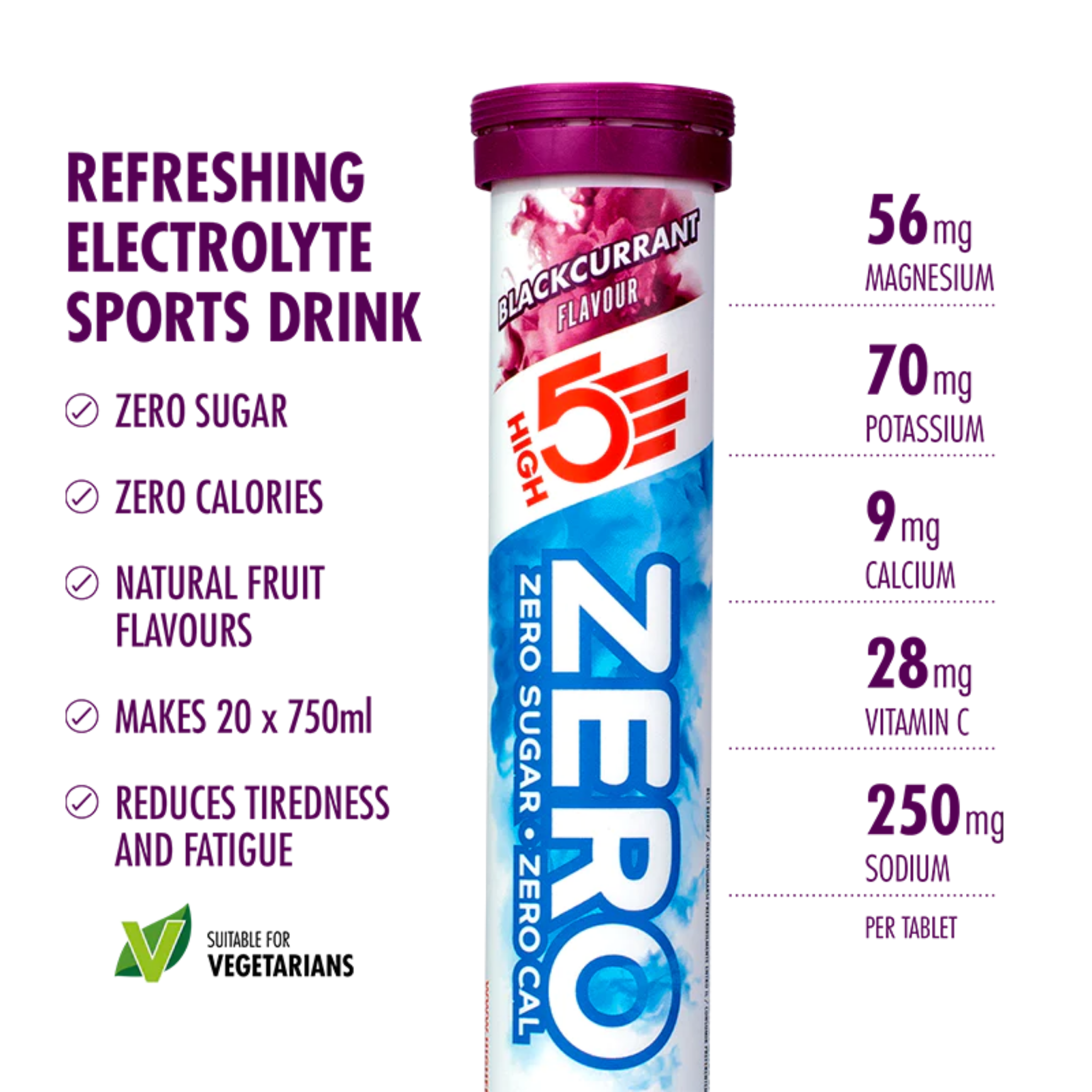 High5 Elektrolyt-Tabletten ZERO Schwarze Johannisbeere (8x20 Tabletten)