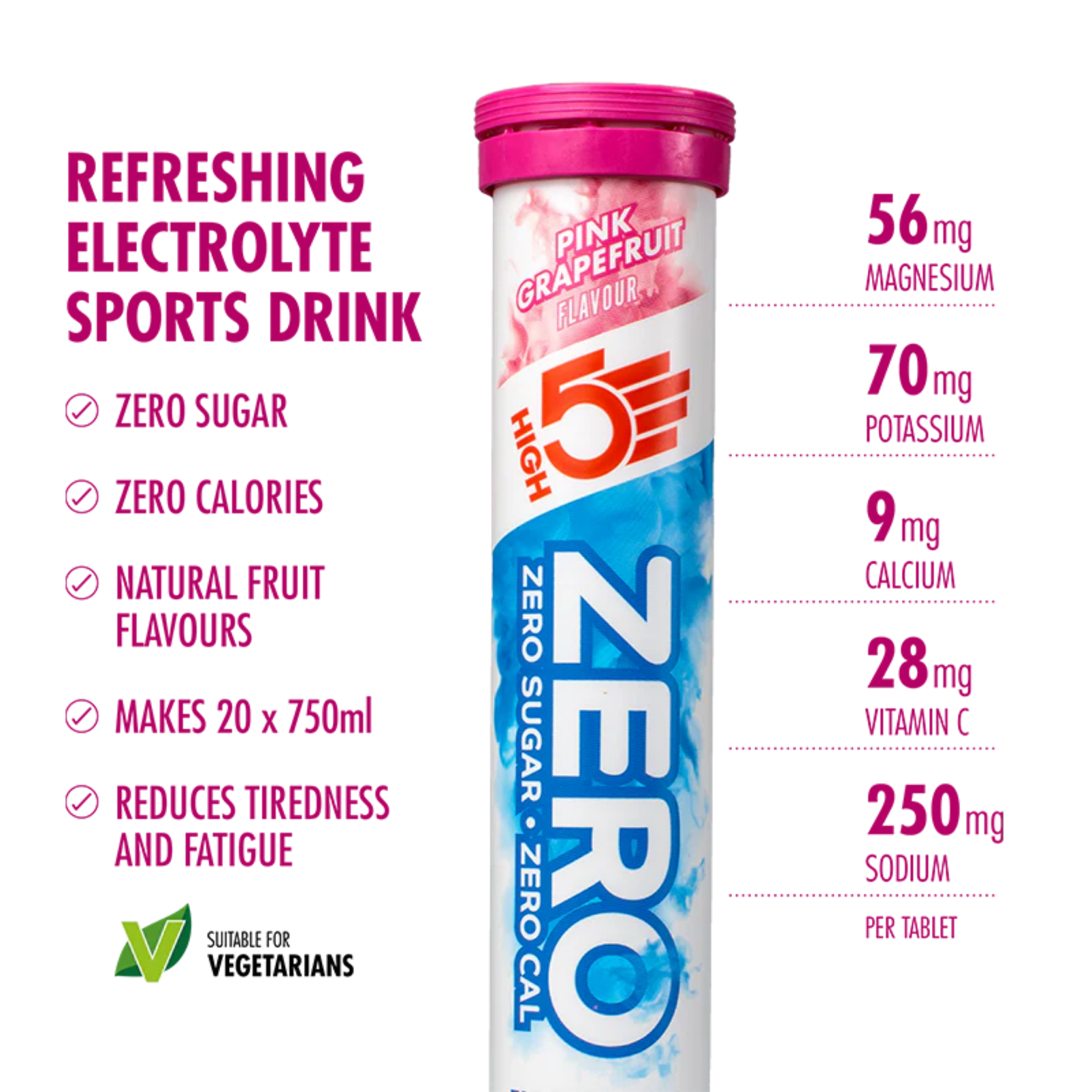 High5 Elektrolyt-Tabletten ZERO Pink Grapefruit (8x20 Tabletten)