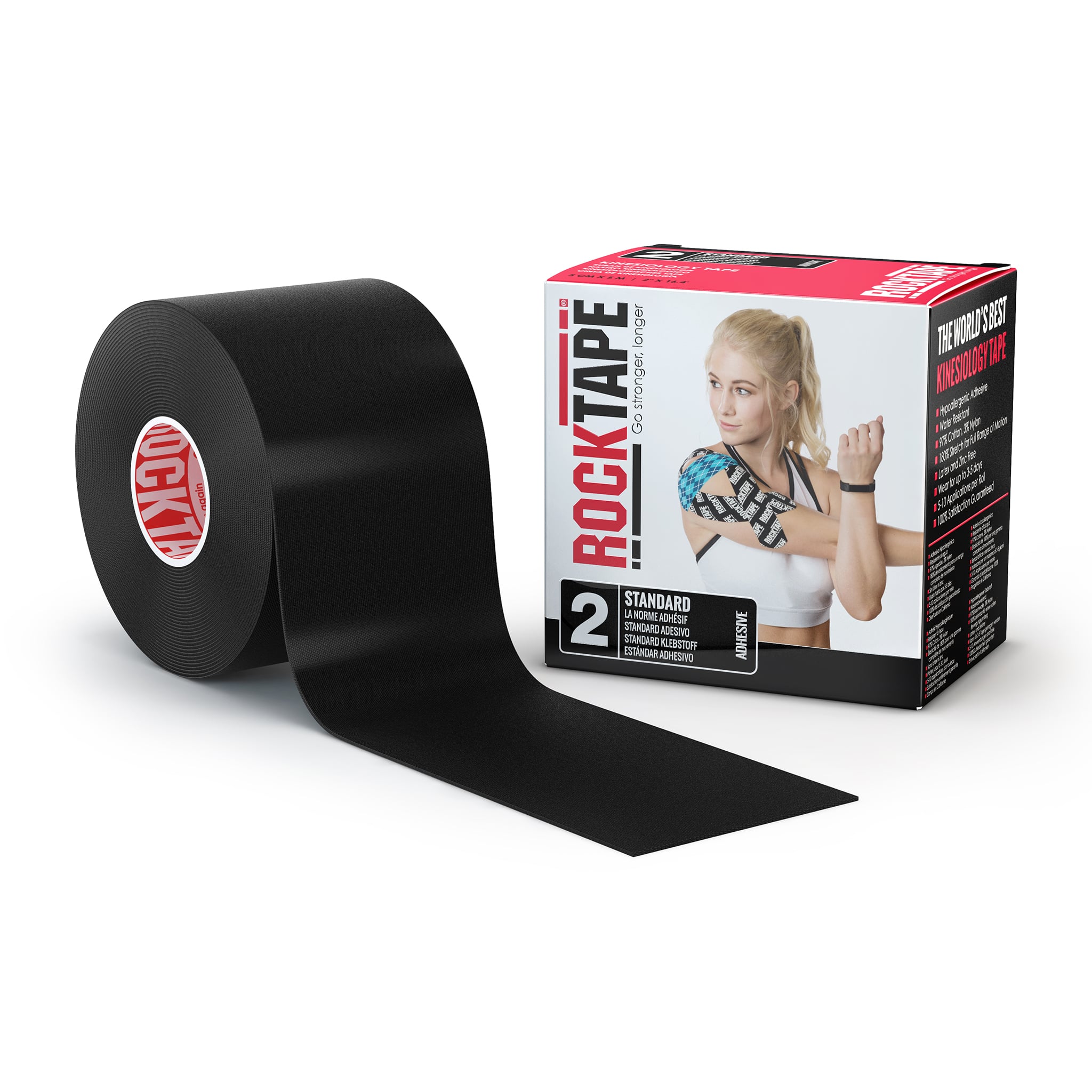 RockTape Kinesiologie-Tape 5 cm x 5 m Schwarz