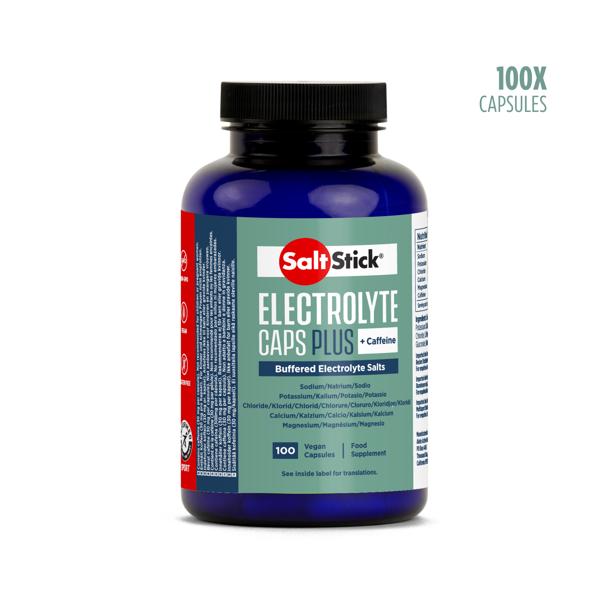 SaltStick PLUS Elektrolytkapseln mit Koffein (100 Kapseln)