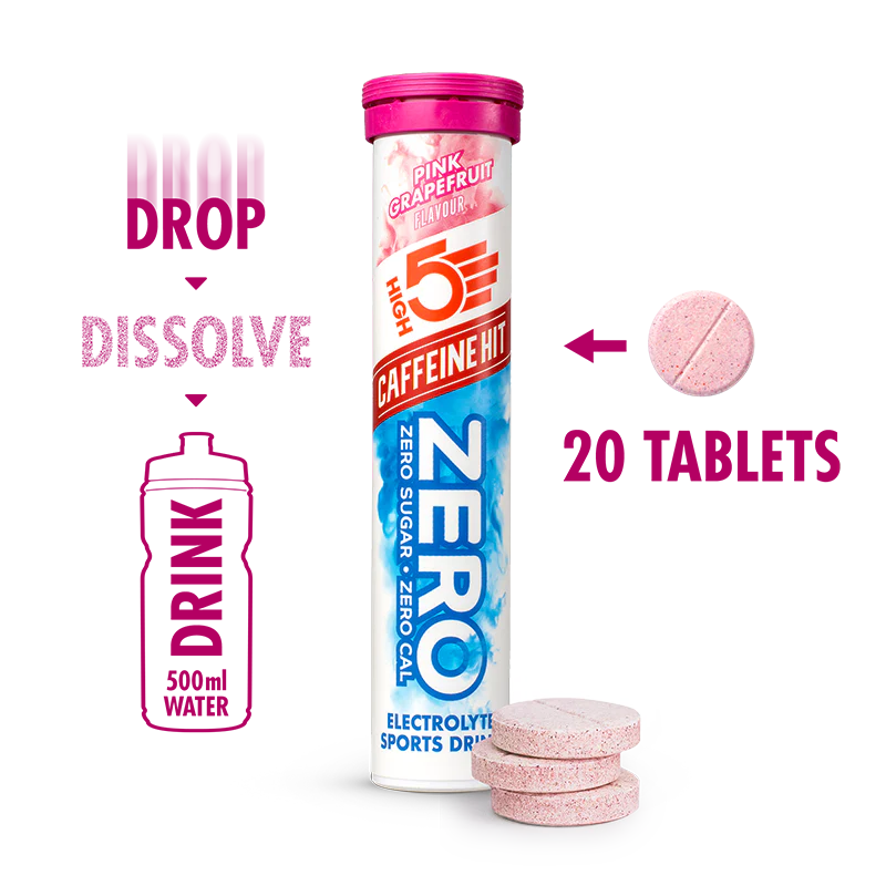 High5 Elektrolyttabletten ZERO Pink Grapefruit Caffeine Hit (20 Tabletten) MHD-WARE