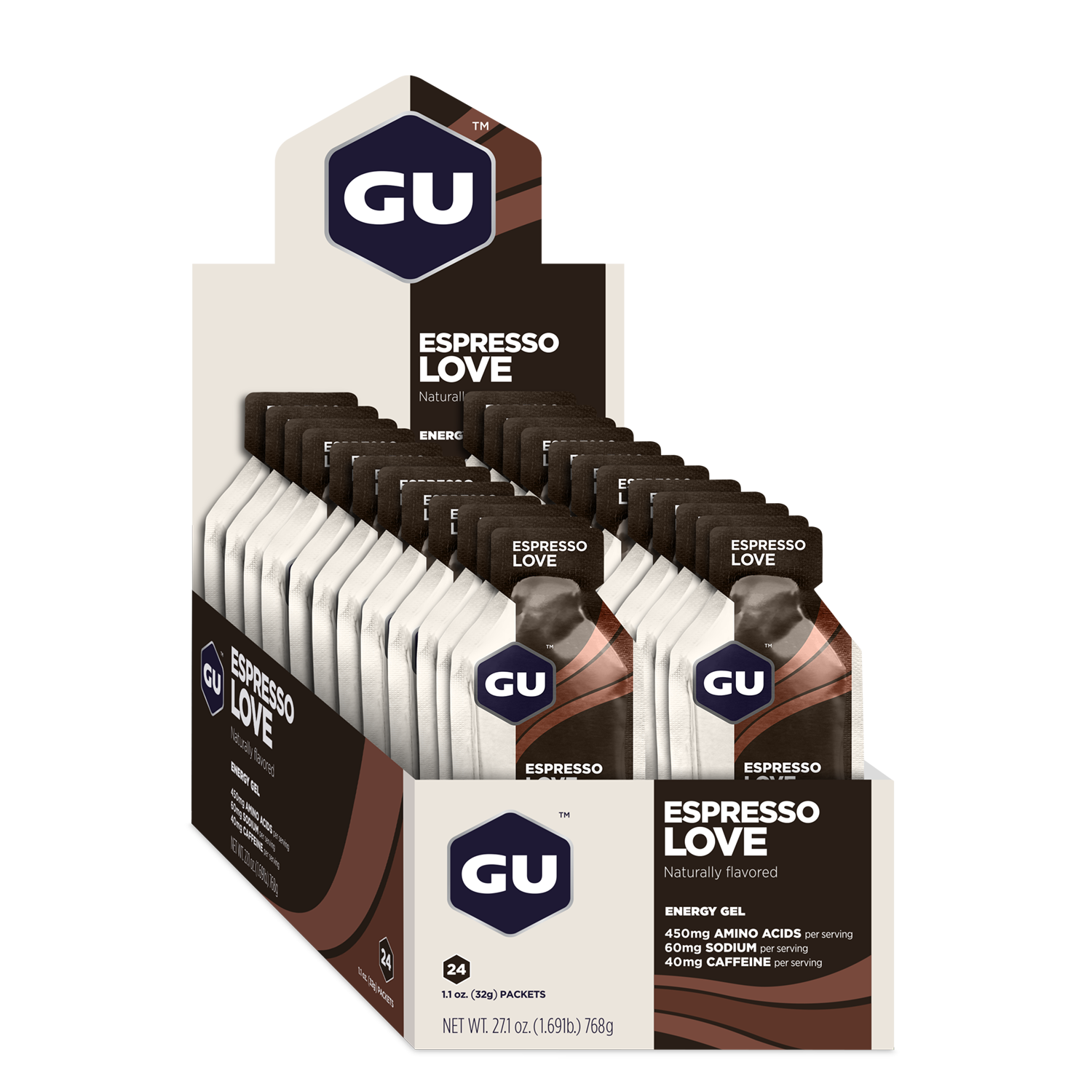GU Energy Energiegel Espresso Love mit Koffein (24 x 32g)