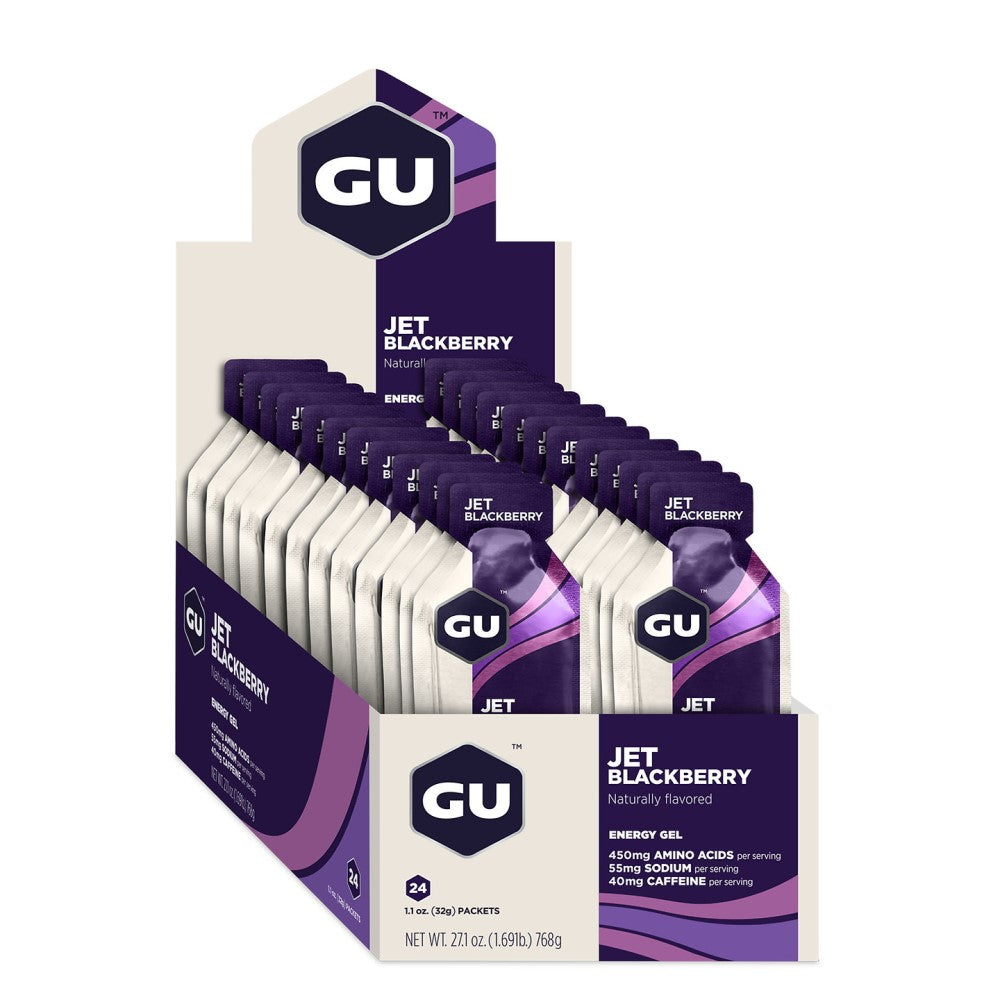 GU Energy Energiegel Jet Blackberry mit Koffein (24 x 32g)